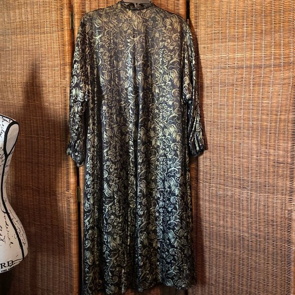 Vintage Brown and Gold Brocade Evening Coat - Picture 2 of 13